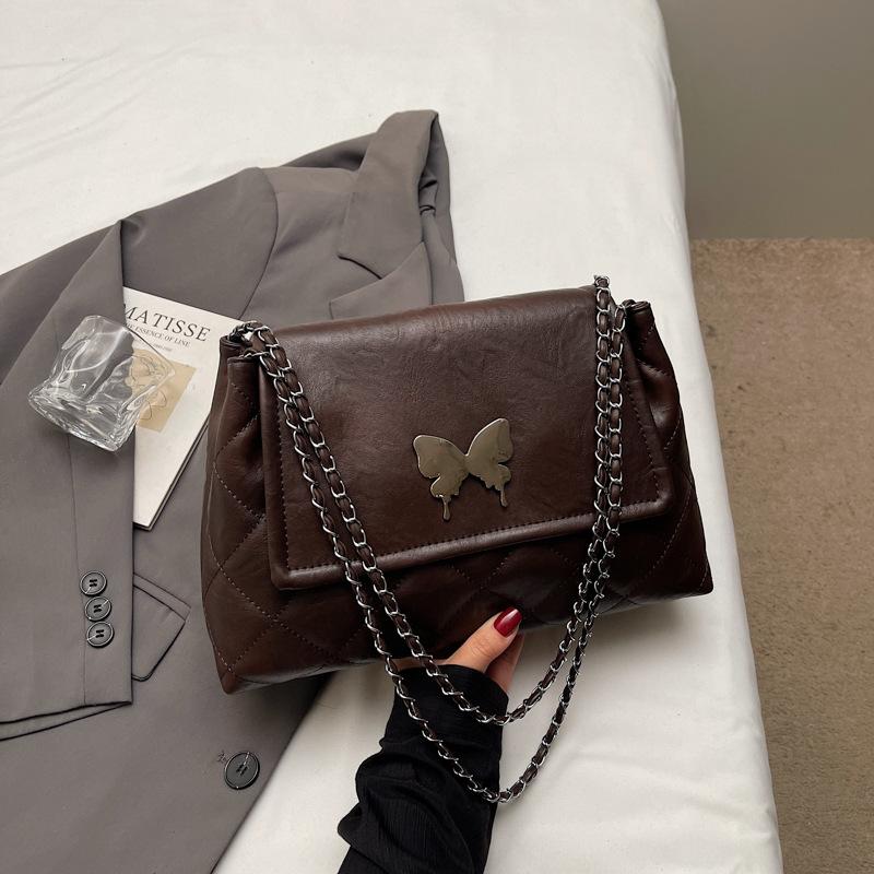 

2025 autumn new women s large-capacity commuter butterfly tote bag going out for travel shoulder messenger bag commuter bag темно-коричневого