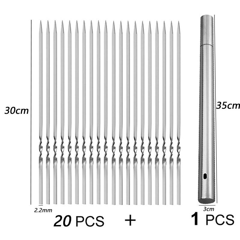 10/20Pcs Stainless Steel Barbecue Skewer Reusable BBQ Skewers Kebab Iron Stick For Outdoor Camping Picnic Tools Cooking Tools