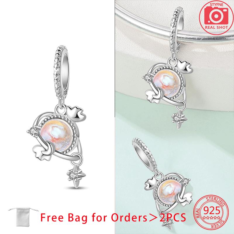 Zircon Moon Stars Planets Pendant Charm Bead Charms Bead Charms Compatible With Do It Yourself Women Copper Jewellery Authentic Bracelets Necklaces Fi