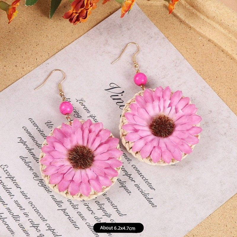 Rattan Fashion Seaside Vintage Ear Jewelry Female Flowers