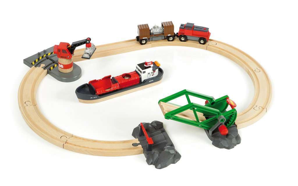 BRIO Cargo Harbor Set Ages Wooden Wooden Rail Gift [16-Piece Set] 33061, 3+. [Toy, Toy, Rail, Set, (Birthday/Christmas)]