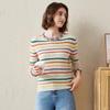 Commend Boca Women's Striped Round Neck Cashmere Sweater