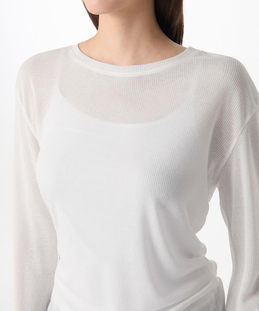 MUSINSA STANDARD WOMAN Women'S Linen-Like Long-Sleeve Knit T-Shirt [White]