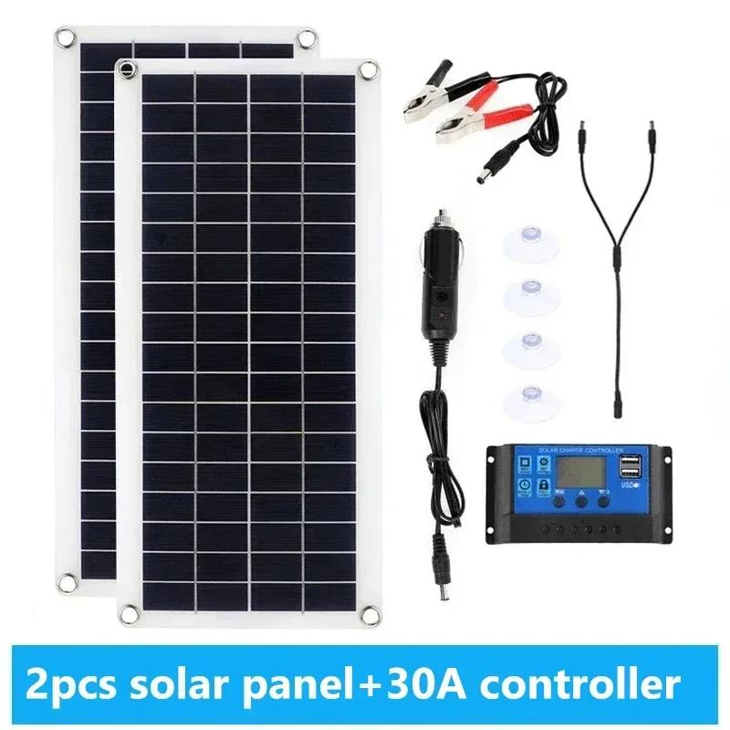 20W-1000W Solar Panel 12V Sola Cell 100A Controller Solars Panl for Phone RV Car MP3 PAD Charger Outdoor Battery Supply Camping