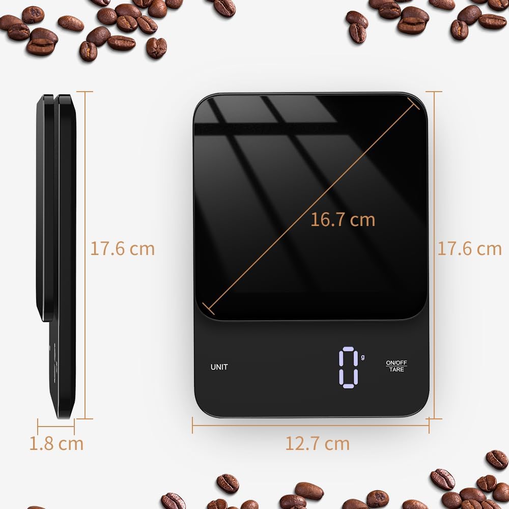 OBEST CK2353 Digital Compact Scale with Tare and Counting Glass Touch Black Functions, Scale, Switch,