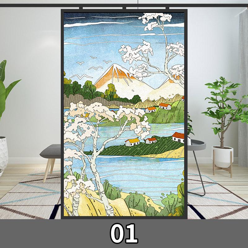 

Японская пленка для окон с защитой от статического электричества, окрашенная в цвет укиё-э вишневая пленка для стекла, наклейки на окна туалета и ванной комнаты 40x100cm