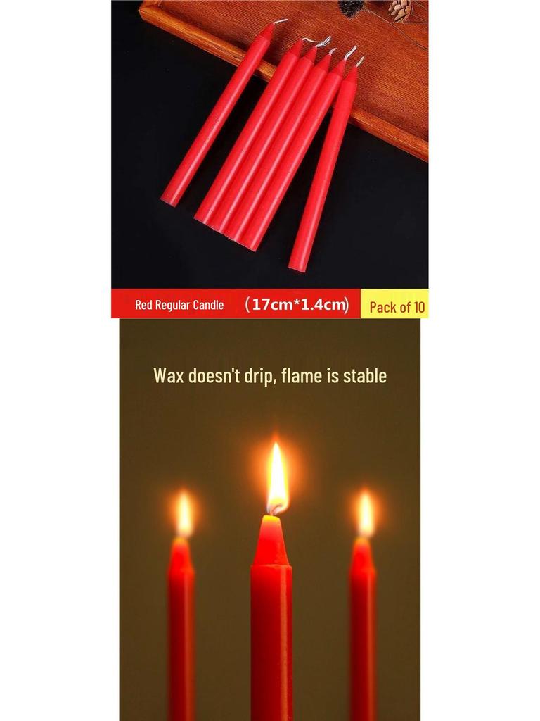 Red & White Long Pole Candles - 100 Pack, Free Shipping, Large Size for Power Outages & Emergency Lighting.
