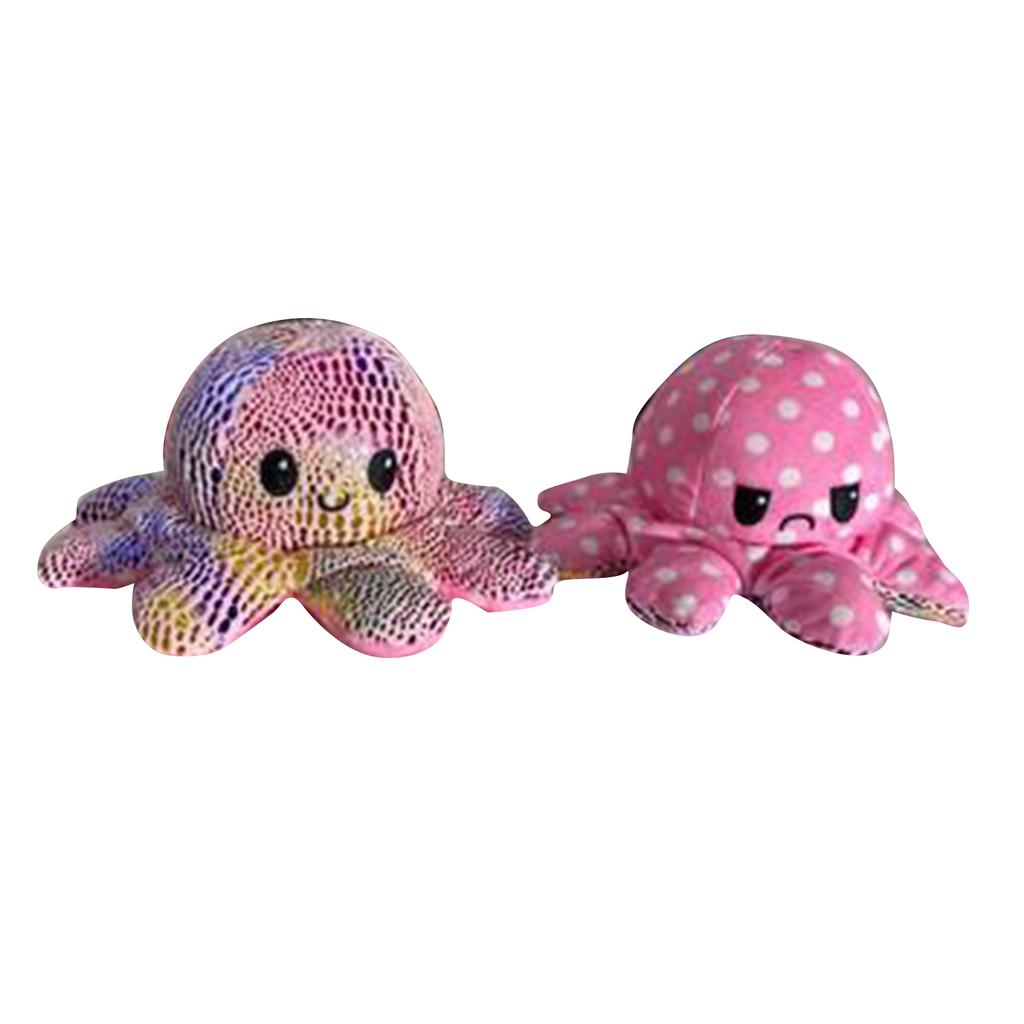 Cute Octopus Plush Toys Double-sided Flip Octopus Soft Reversible Stuffed Mood Octopus Gifts for Kids Family Friends