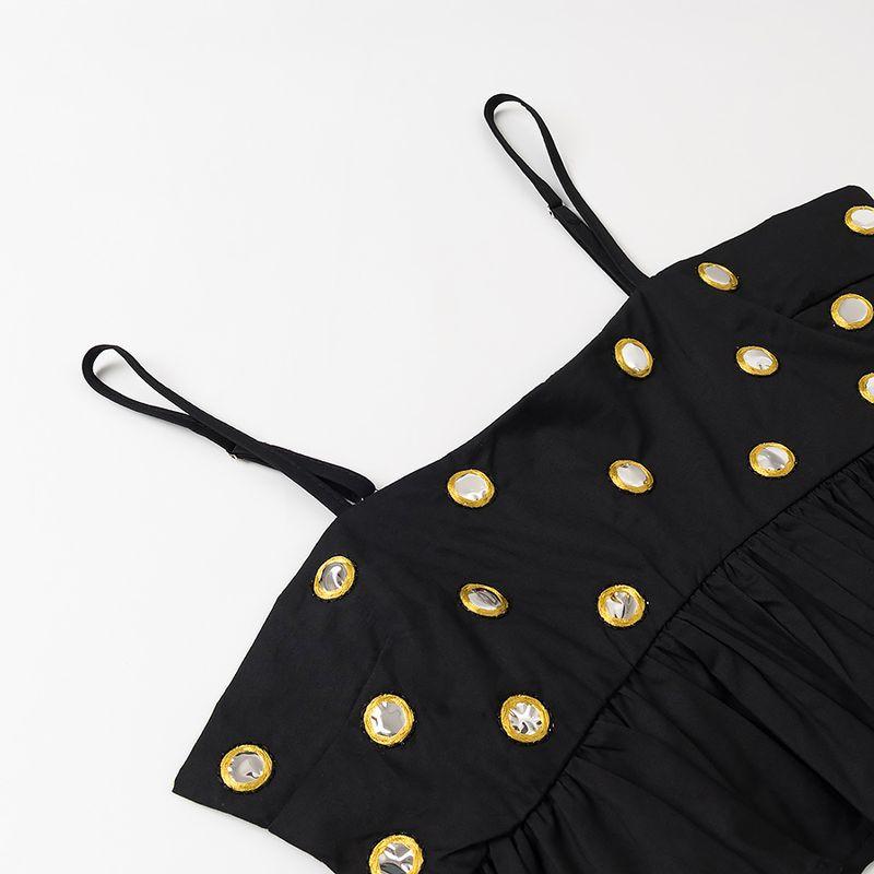 Kaslead New Women Clothes Western Style Fashion Simple Pleat Hem Sling Short Dress Set