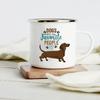 Lustiger Dackel-Druck Kreative Emaille-Tasse Kaffee-Weintassen Cartoon-Hunde Pfote Party-Getränk Bier Saft Milch Tassen Geschenke für Liebhaber Hund