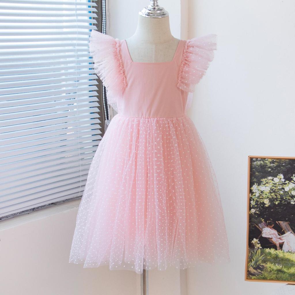 2025 New Girls' Summer Bowknot Mesh Dress - Lightweight Children's Fashion