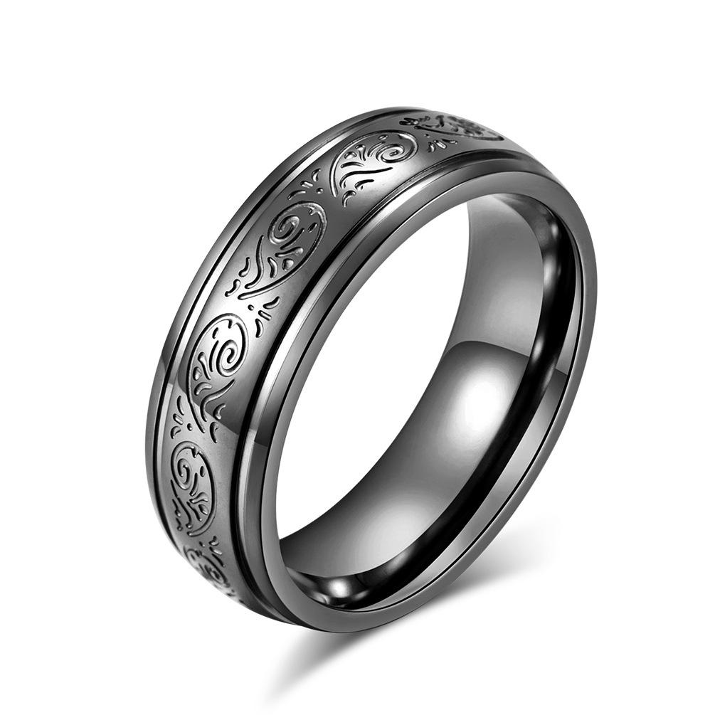Minimally Patterned Titanium Steel Wedding Engagement Ring Couple Pairing Ring Bracelet