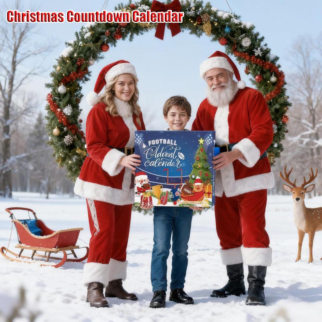TBALL Adventní kalendář Vánoční odpočítávací kalendář - Fotbalový vánoční kartičkový kalendář, Vhodný pro chlapce Dětská vánoční fotbalová pohlednice