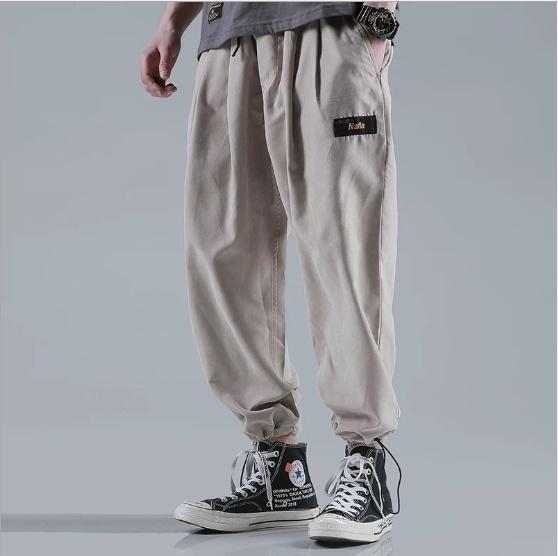Comfortable  Men's Pants Thin Polyester Joggers Long Trousers Ankle-Length Elastic Waist Baggy Straight Casual Harem Pants