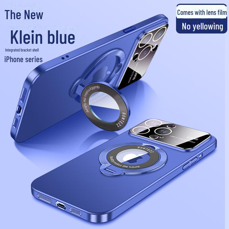 "iPhone 16 Pro Max Frosted Case with Magnetic Metal Bracket for Apple 15"