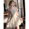 Summer New Elegant High-end Sense Diamond Chain Feather Sling Dress Women's Waisted Slimming Long Skirt