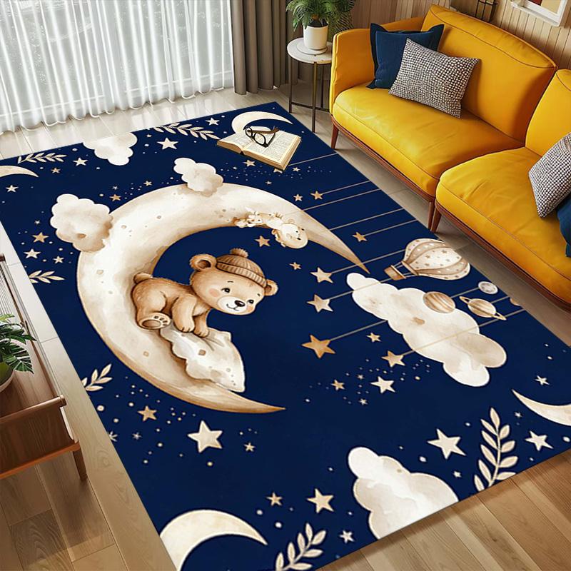 Moon Bear Living Room Nonslip Area Rug Soft Carpet For Bedroom Game Playroom Sofa Office Home Decor Doormat Christmas Gift C929451