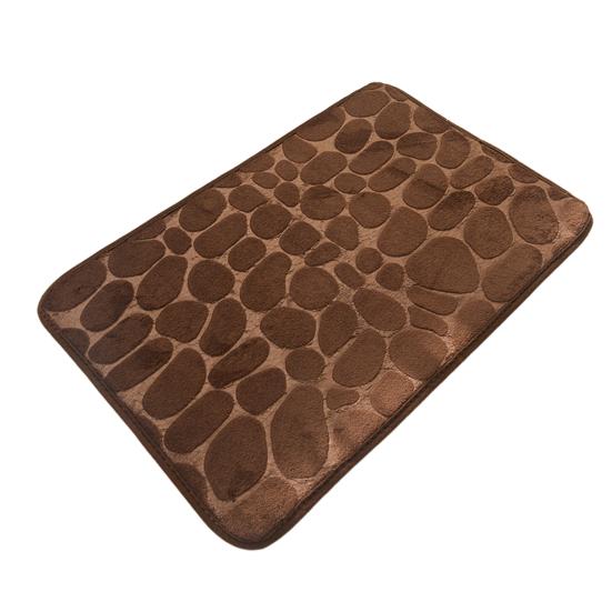 Coral Velvet Floor Mat, with Pebble Pattern Bathroom Carpet, Absorbent Non-Slip Door Mat for Bathroom Entryway Kitchen