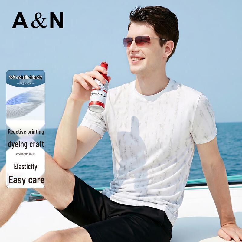 

Men s Breathable Short-Sleeve Round Neck T-Shirt with Print 56