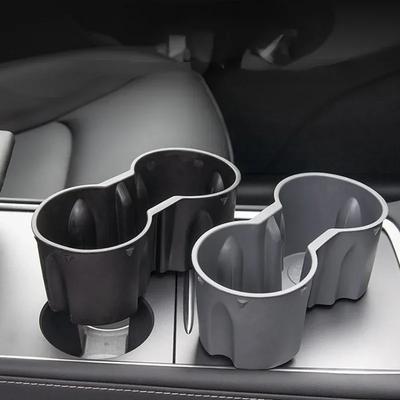 For Tesla Model 3/Y Center Console Water Cup Holder Limiter Premium TPE Sleeve Pad with Storage Function Upgrade Your Car Amagi
