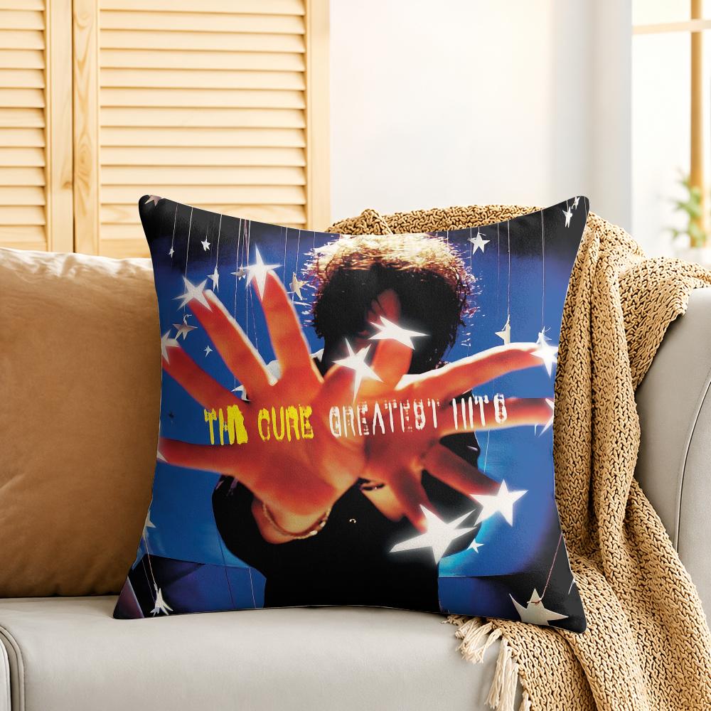The CCure Rock Band Cushion Cover Silky Short Plush Invisible Zipper Dustproof Sofa Pillow Case For Home Decor