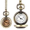 Vintage Pocket Watch Bronze Color Quartz Watch Cool Chain Hollow Love Heart Watches Necklace Pendant Gifts For Women Man
