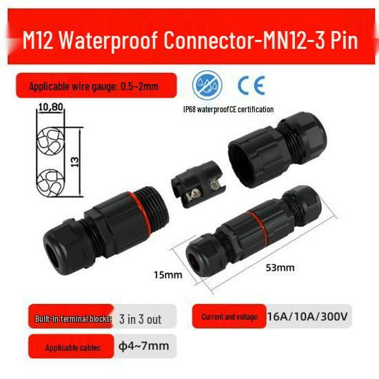 MN12 Series IP68 Miniature Outdoor Waterproof Connector for Lighting