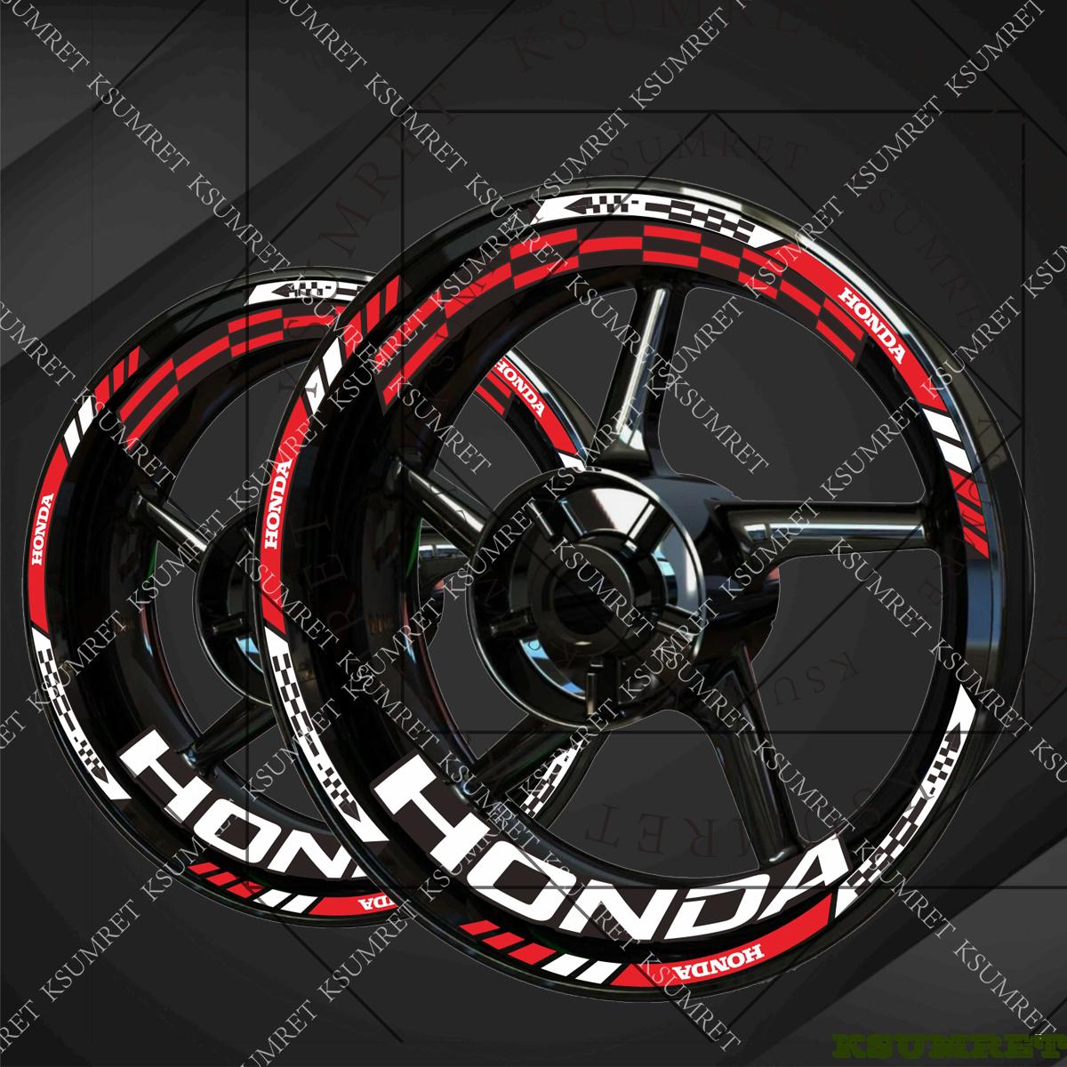 AAADL1 Reflective For Honda Wheel Sticker Motorycle Rim Decal Set