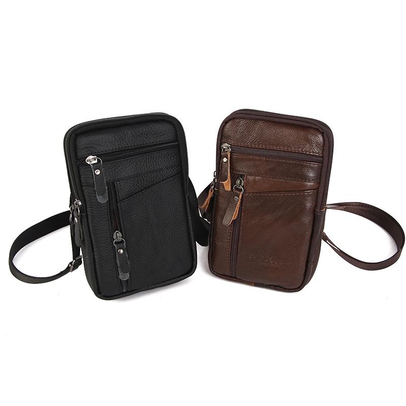 Men's Large Capacity Crossbody Waist Bag - Multi-functional Cowhide Phone Bag with Lanyard, Wearable On Belt for Returning Customers