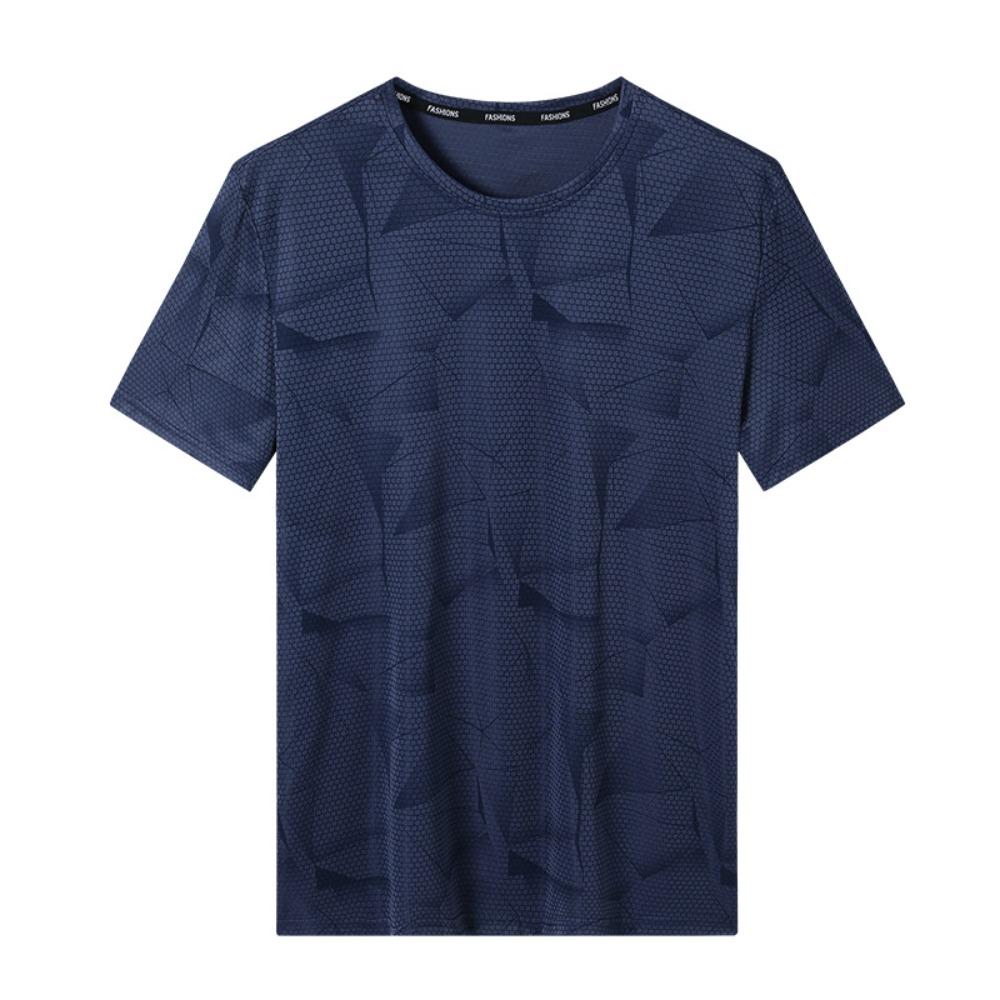 Large Size Men's Sports and Leisure T-shirt Summer Ice Silk Thin Short-sleeved Quick-drying Ice Casual Top T-shirt Men's