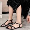 Women's Fashion Flat Sandals Summer New Pointed Cross Thin with Soft Soles Anti-slip Wear-resistant Beach Shoes