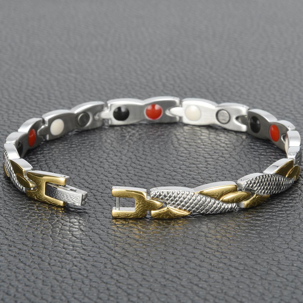 Cool Magnetic Therapy Bracelet for Man Women Waterproof Stainless Steel Snake Pattern Chain Bracelets Health Care Jewelry Gifts