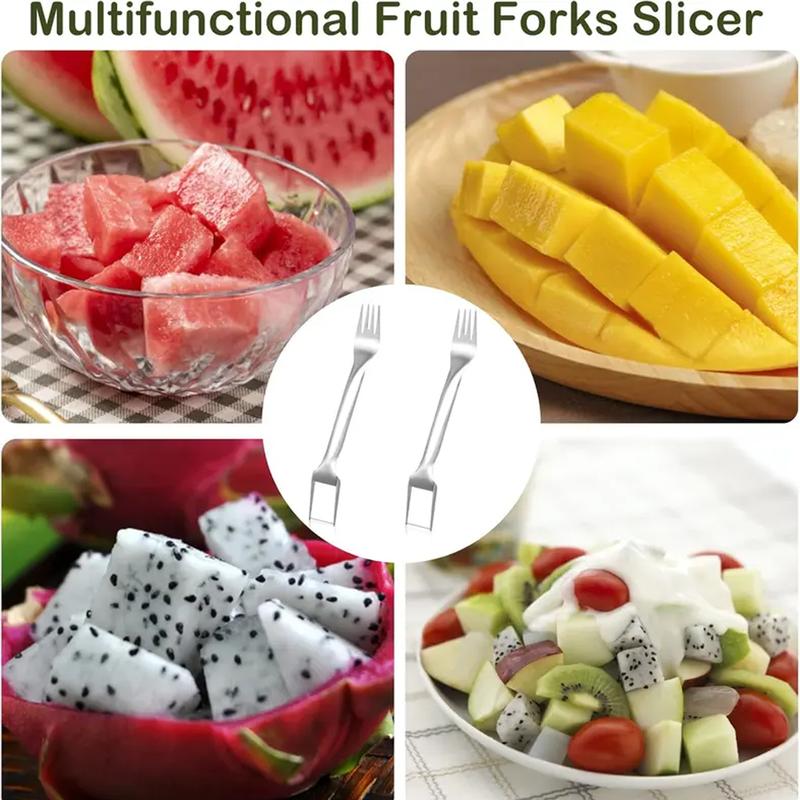 2-in-1 Stainless Steel Watermelon Slicer Multi-Functional Watermelon Fork Slicer Divider Creative Slicing Tool Fruit Fork