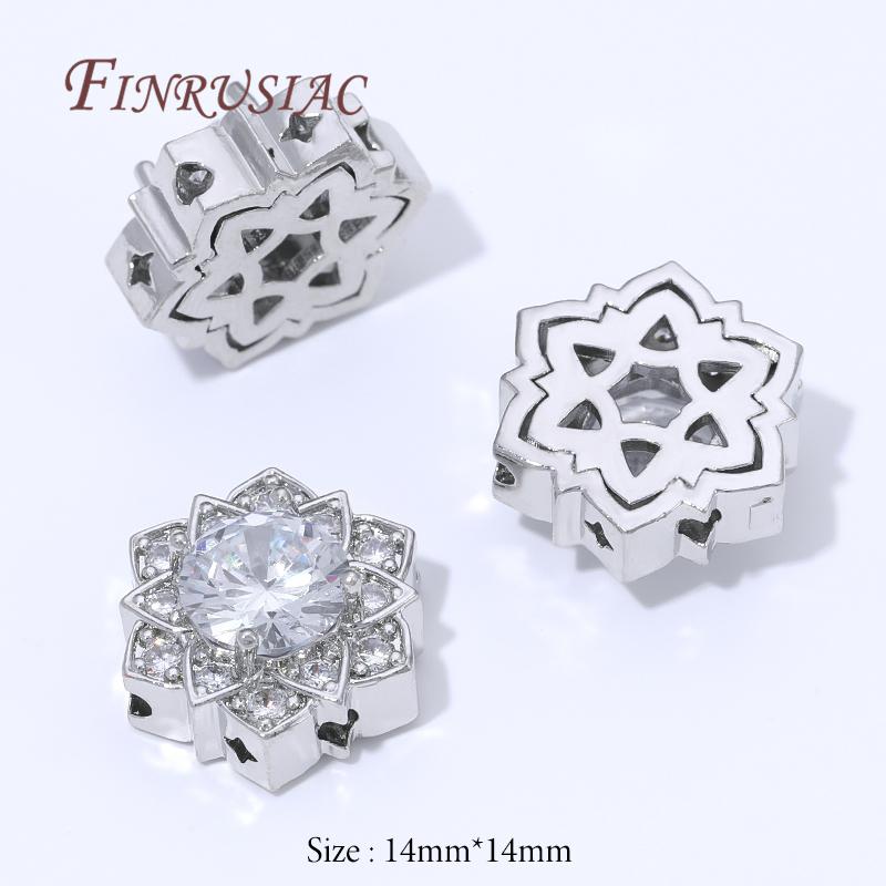 Style Multiple Plaqué Or 14K Perles Zircon pour Fabrication de Bijoux, Perles Espacement Métal, Perles Fleurs Rondes Séparateurs Accessoires DIY