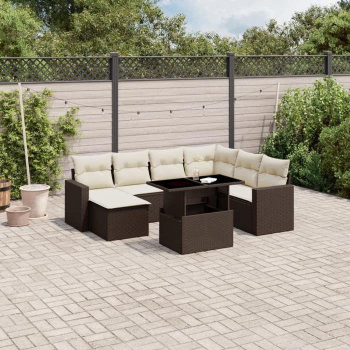 VidaXL Garden Lounge Set 8 Pcs with Brown Cushions Wicker 3267443
