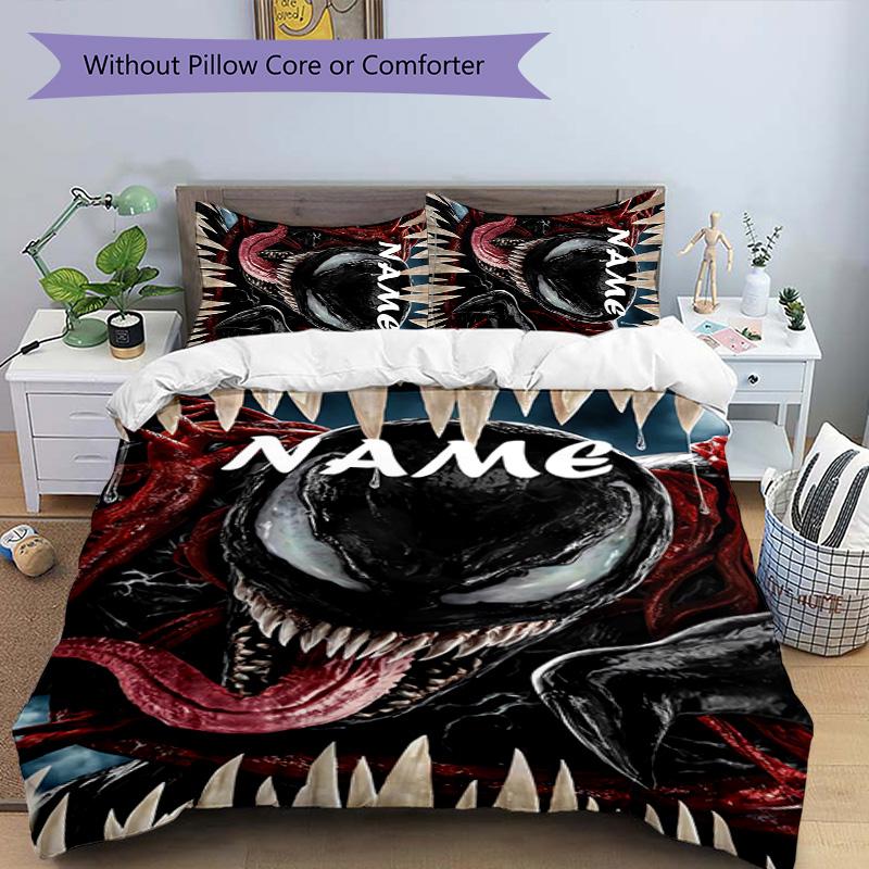 3pcs Venom3 Cover Set - Personalized Name, HD Printed Bedding with 1 Cover and 2 Pillowcases - Perfect for Home Decor, Easy Care