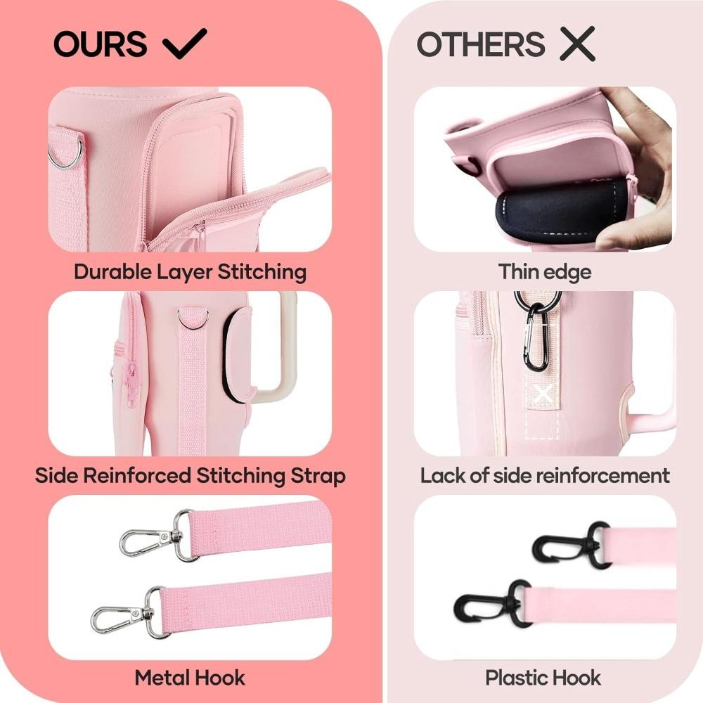 40 Oz Water Bottle Bag Neoprene Water Bottle Protector Bag with Adjustable Strap and Carabiner for Water Bottle Accessories