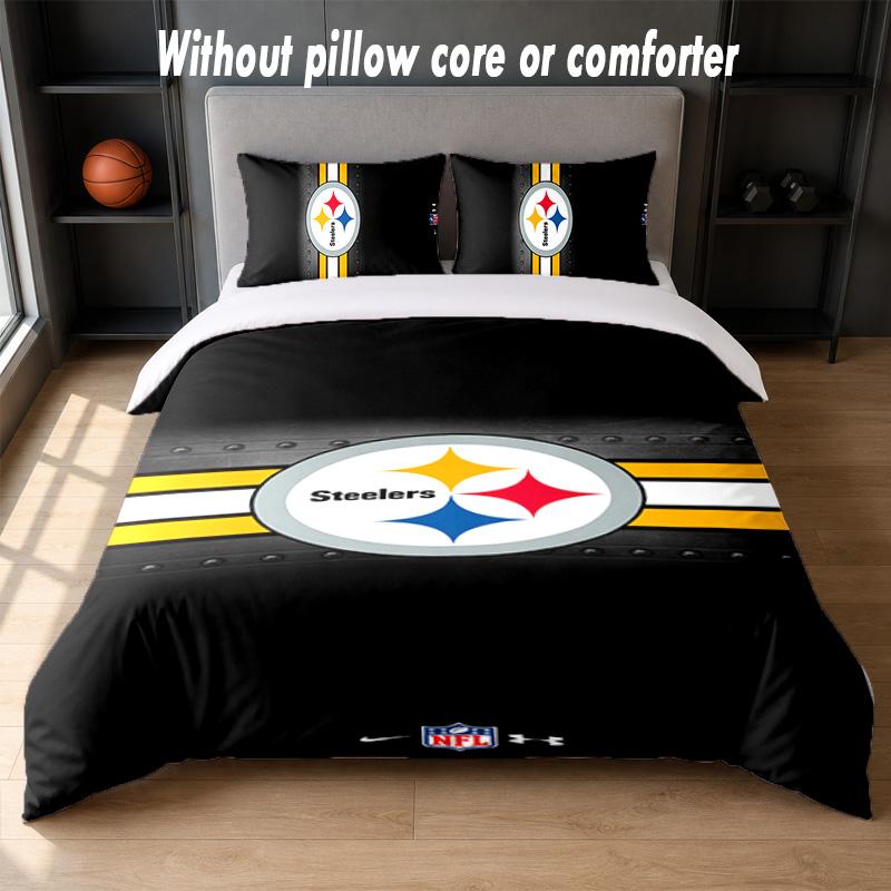 Pittsburgh Steelers Design Bed Bedding Set 1 Duvet Cover + 2 Pillowcases Soft Breathable Household Bed Linens