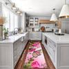 1Pcs Butterfly Flying On The Pink Rose Kitchen Rug Anti-Fatigue Kitchen Rug Waterproof Non-Slip Rugs Set Runner Rug Bedside Rug Absorbent Carpet