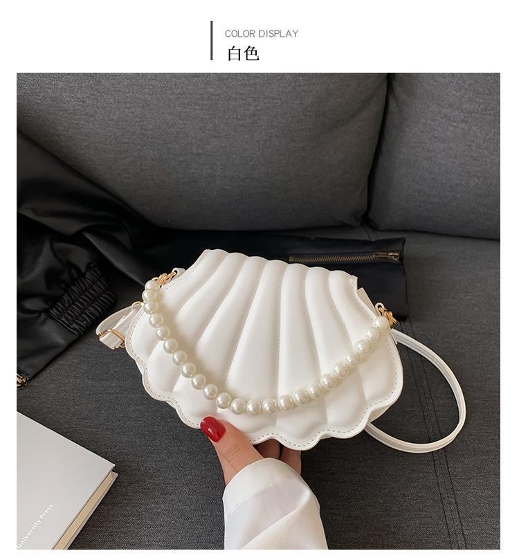 

Сумка-ракушка, женская сумка с жемчугом, новая сумка через плечо, персонализированная жемчужная цепочка, переносная женская сумка белый