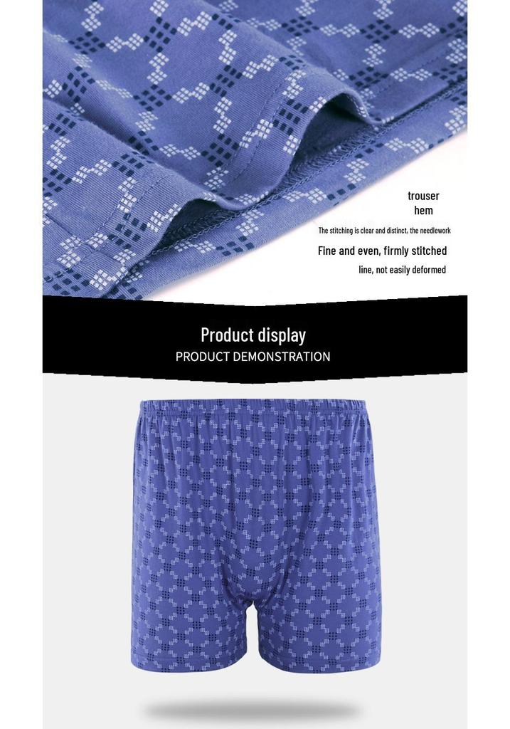 Men's All-Cotton Plus-Size Boxer Briefs for Middle-Aged and Elderly