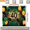 2D 40th Birthday Party Backdrop Green Gold Balloon & Crown Themed Photography Background