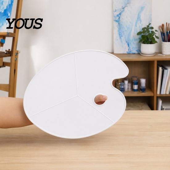 Paint Mixing Board Oval Palette with Thumb Hole, Portable Artist Plastic Painting Tray for Acrylic Oil Watercolor