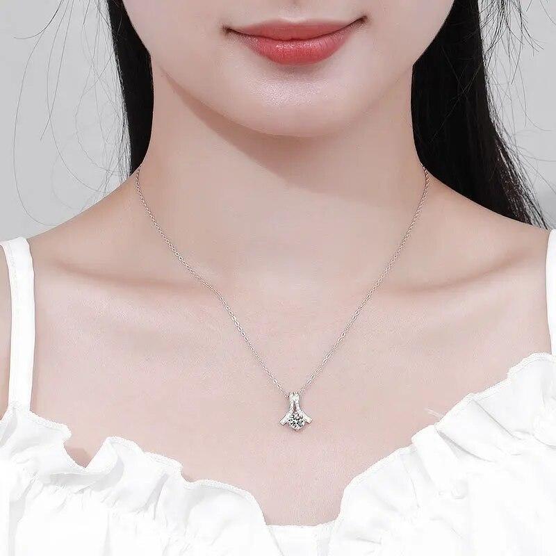 Colier cu pandantiv cu diamante moissanite de 0,5-2 carate de culoare D pentru femei 100% S925 Colier din argint Sterling Bijuterii fine