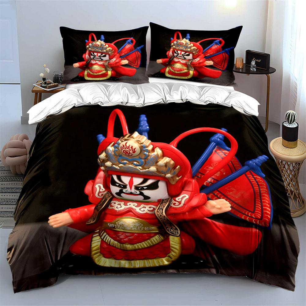 Opera-themed warrior character. Bedding sets Duvet cover sets Duvet covers Pillowcases(1*Duvet Cover 2*Pillowcases without duvet insert)