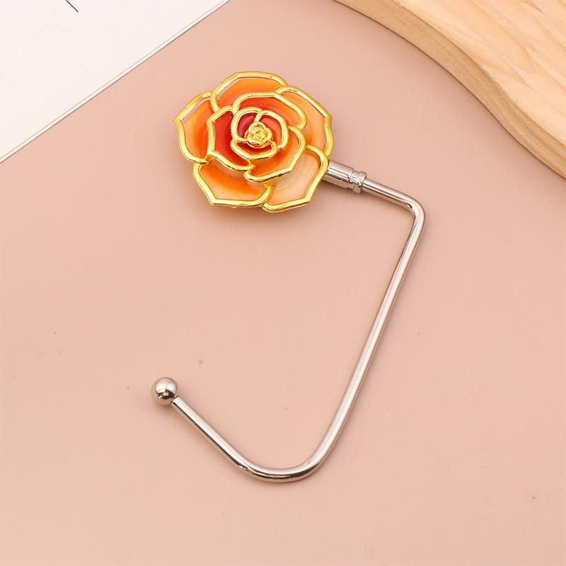 Elegant Gradient Rose Bag Purse Hook Portable Handbag Hanger Fashion Foldable Table Hook Organizer Desk Side Hooks