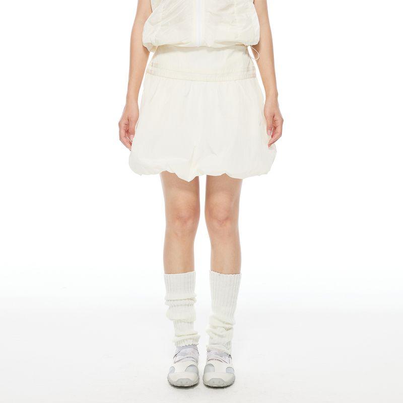 

Облачный пузырь Thelight24 Летняя новинка Гофрированный спортивный костюм Стойка воротник Пышные рукава Верхняя одежда Юбка-петтискарт Off-white skirt L