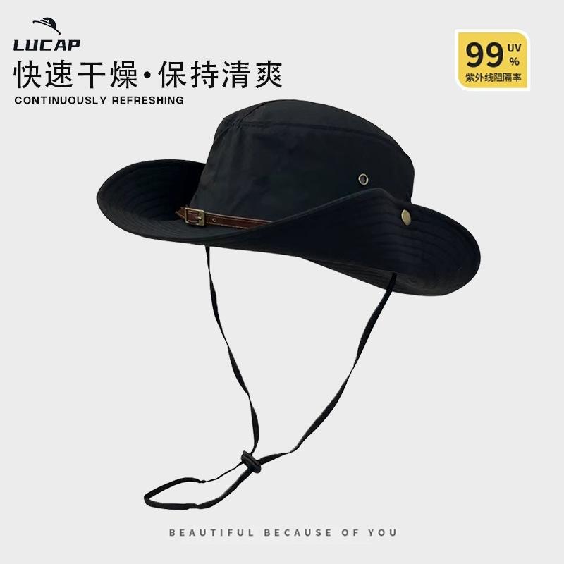 Summer big brim bucket hat shading sun protection waterproof outdoor mountaineering fishing sun protection sun hat men's mountaineering hat