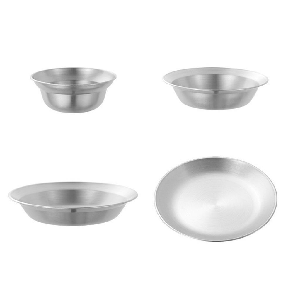 4PCS/SET Stainless Steel Camping Tableware Set Korean Style Dessert Plate  Picnic