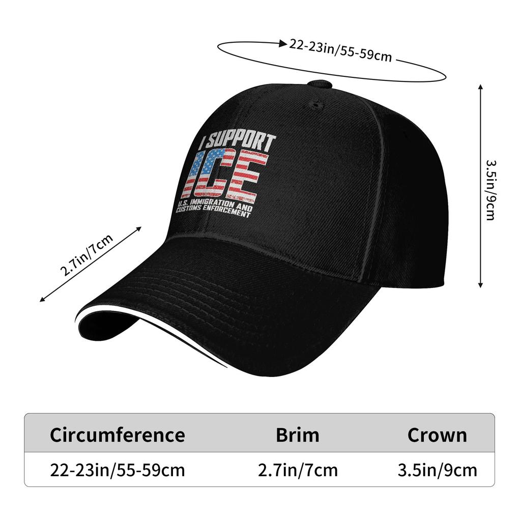 I Support ICE Us Immigration and Customs Enforcement Flag Baseball Cap Casual Hip Hop Hats Summer Men Skate Baseball Caps